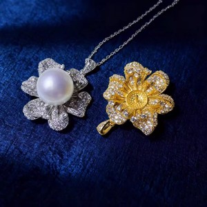 31426DIY S925 Silver Pendant Holder with 11-14mm Round Beads Empty Space for DIY Pearl Accessories <b>Concealer</b> Necklace Pendant - Product Image 1