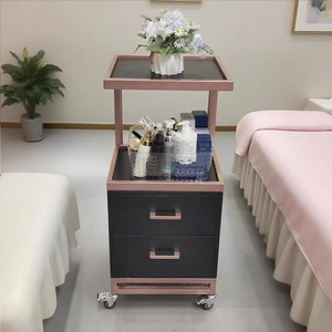 New High Quality Beauty <b>Tool</b> Collecting Salon Trolley Rolling Multi-function Gold Frame Beauty Trolleys <b>Cart</b> With Double Storage - Product Image 2