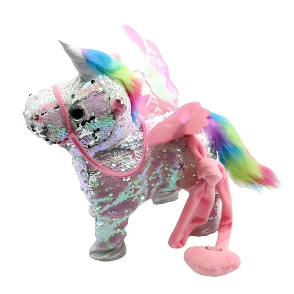 Custom Unicorn Plush Kids Soft Cantando e Andando Unicorn Stuffed Plush Electric Toy Crianças Presentes Electric Plush Toys