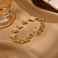 Bracelets à claquer et à clipser Ganku pour femmes, motif trèfle à quatre feuilles en zircone – Bijoux de fête tendance en gros