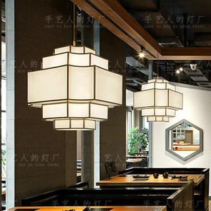 Lampe suspendue carrée de style chinois, cadre doré, abat-jour en tissu, LED E27, pour restaurant, salle privée, décoration Zen - Product Image 3