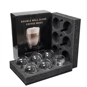 Tazas de café de doble pared de vidrio de 80 ml, juego de vasos para expreso, aislamiento térmico antiescaldaduras para adultos - Product Image 1