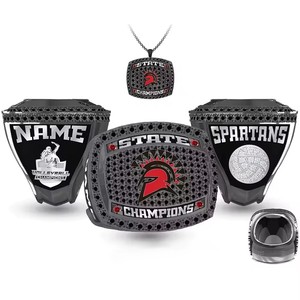 Anillos de campeonato personalizables para torneos, con logotipos de equipos y datos de jugadores grabados, para campeonatos de fútbol y sóftbol. - Product Image 2