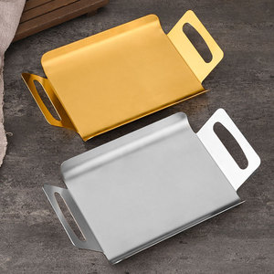Stainless Steel Double Ear Rectangular Serving <b>Tray</b> For Bread Pastry Dessert <b>Tea</b> Coffee Hotel Use - Product Image 2