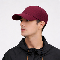 Casquette de baseball pour homme, séchage rapide, en nylon perforé, 5 panneaux, visière plate, patch en caoutchouc, réglable, pour course, cyclisme, pêche