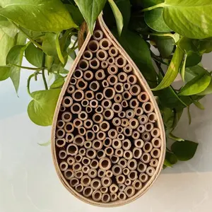 Mason Bee House Bee Habitat Hanging Handmade Natural Bamboo Tubes Bee Hive Wildlife Teardrop Shape