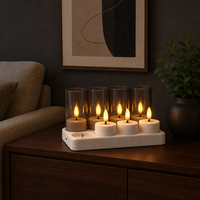 Lampes à LED en verre gris moderne, bougies LED rechargeables pour la décoration esthétique de la maison, lampe de chevet