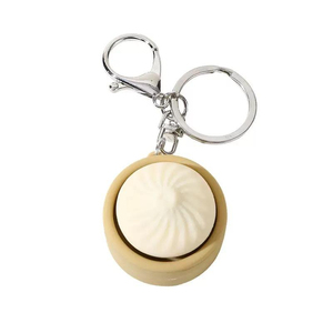 Porte-clés en caoutchouc souple anti-stress QY Cartoon 3D en forme de boulette de riz vapeur, étanche, cadeau d'affaires - Product Image 3