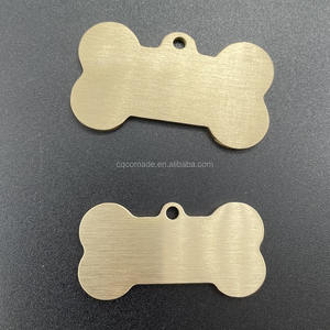 Tag kerah anjing kuningan padat tebal 2 mm untuk anjing jenis besar tanda pengenal tulang kosong anjing terukir pribadi - Product Image 3