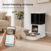 Distributeur automatique de nourriture pour animaux de compagnie, contrôle par application, distribution de portions programmée, caméra, interaction vocale, étanche, système de batterie de secours, 4,5 L