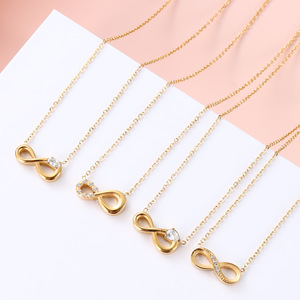 Collana da Donna Trendy <span class=keywords><strong>con</strong></span> Ciondolo <span class=keywords><strong>Infinito</strong></span> in Acciaio Inossidabile Placcato Oro 18K PVD, Impermeabile <span class=keywords><strong>con</strong></span> Zircone a <span class=keywords><strong>Cuore</strong></span>, Ideale per Feste e Fidanzamenti - Product Image 1
