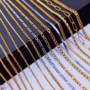 Collar de cadena cubana de acero inoxidable para hombre, cadena de eslabones de oro de 18k, joyería de acero inoxidable para hombre, Figaro, cadena de serpiente - Product Image 3