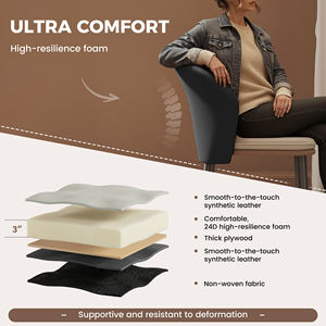 Chaise de salle à manger moderne en similicuir avec dossier incurvé, coussin en mousse épaisse, chaise d'appoint douce pour l'extérieur, pour la cuisine et le salon - Product Image 4