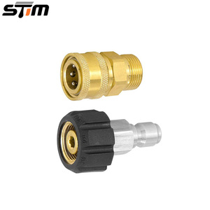 Stm High <b>Pressure</b> <b>Washer</b> <b>Hose</b> Adapter M22 14mm Quick Connect Brass Male Female Coupler For Car Cleaning - Product Image 1