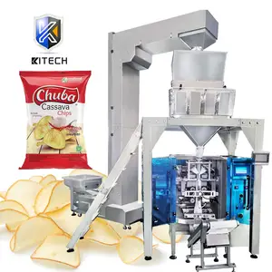 Kitech Multi Head Weegschalen Automatische Weging Quad Seal Zak Snack Weegbree Chocolade Aardappel Cassave Chips Verpakkingsmachine