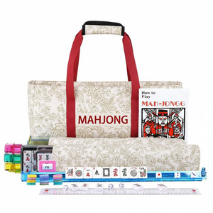 Sac de Mahjong Américain Pliable de Luxe en Toile, Ensemble Cosmétique Portable Trois Pièces, Grande Capacité, Support de Rangement Mahj-Tils, Multi-Couleurs - Product Image 1