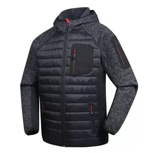 LT Custom Logo Multi Pockets Mixed Softshell Knitting Fabric Outdoor Sport Fitness mens Knitted Hybrid jackets
