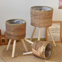 Pot de fleurs et étagère de rangement en bambou nordique tissé à la main pour plantes et fleurs Shandong 03210
