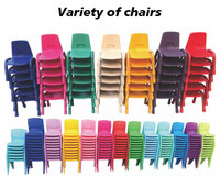 Meubles de maternelle personnalisés, tables en forme de lune, différentes couleurs avec différentes chaises, table d'activités pour enfants, bureau et chaises