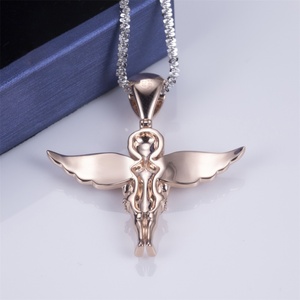 Collier pendentif en diamant de laboratoire en forme de garçon personnalisé en or rose 14 carats Messi Jewelry MS-503 - Product Image 5