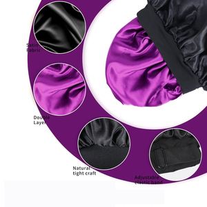 Gorro de seda de ala ancha de alta elasticidad para mujer, elegante, para ducha, cuidado facial y capilar, gorro de noche - Product Image 3