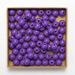 Perles rondes colorées en bois de lotus de 14 mm du fabricant original <span class=keywords><strong>DJ</strong></span>, accessoires DIY pour enfants avec cordon en jute et pompon - Product Image 3