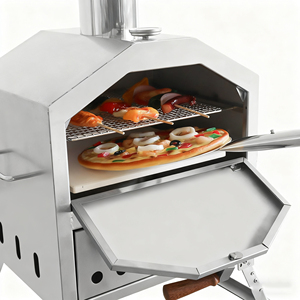 Forno per Pizza Italiano da Esterno in Acciaio Inox, Design Moderno, a Carbone/Legna, Portatile per Grigliare e Cuocere - Product Image 2