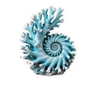 Corail en forme d'escargot résine bleu clair de haute qualité nouveau corail en résine de vente chaude adapté à la décoration de bord de mer