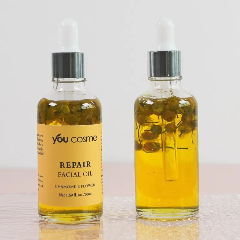 Private Label OEM Custom Beauty Skincare Organic Nature Orange Face Oil Serum Chamomile Flower Repair Facial Oil