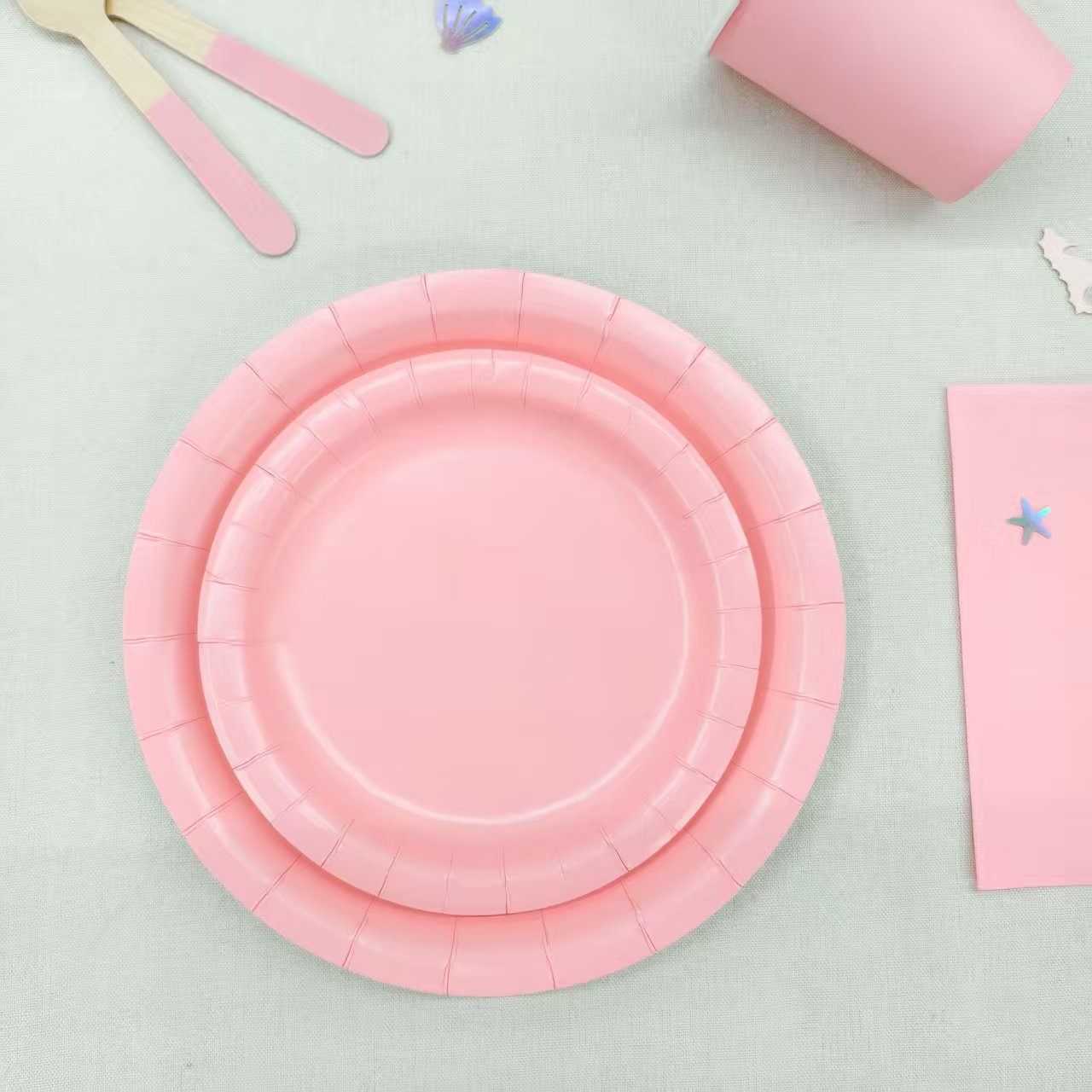 Plato de papel rosa de 7 pulgadas * 10 piezas