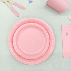 DAMAI - Juego de Vajilla Desechable de Papel de Color Sólido, Platos, Vasos y Servilletas de Color Rosa Claro para Fiestas de Cumpleaños, 40-60 Piezas, Estilo Moderno y Redondo - Product Image 4