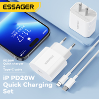 ESSAGER Lot de 2 Chargeurs USB Type C 20W Avec Câble pour Téléphones Mobiles Accessoires Chargeurs et Câbles pour iPhone