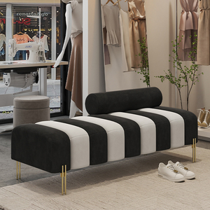 AOMISI <span class=keywords><strong>CASA</strong></span> Moderne De Luxe De Haute Qualité <span class=keywords><strong>En</strong></span> <span class=keywords><strong>Bois</strong></span> Massif Long <span class=keywords><strong>Banc</strong></span> Velours Chambre Salon Ottoman Tabouret Pour Salon Maison Hôtel - Product Image 2