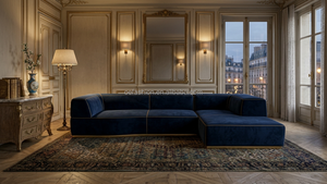 Canapé d'angle moderne en <span class=keywords><strong>cuir</strong></span> <span class=keywords><strong>vieilli</strong></span> avec chaise longue pour suite d'hôtel de luxe |   Canapé en L sur mesure |   FF&E commercial OEM - Product Image 4