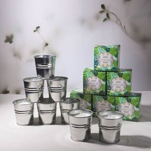 Velas aromáticas LANJO en lata de hojalata hechas a mano con aroma a hierba de limón, paquete de 8/12 unidades, velas de cera de soja ecológicas para uso en exteriores. - Product Image 2