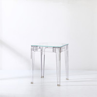 Vente en gros en usine Table de salle à manger en verre acrylique cristal clair design minimaliste moderne Petite cuisine Table à manger carrée en acrylique