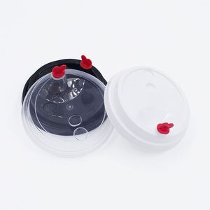 Couvre-tasse à thé au lait jetable 90 mm, couvercle épais en plastique PP, écologique, personnalisable avec cœur rouge - Product Image 2