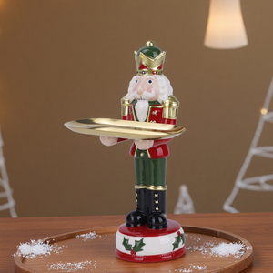 Redeco جديد إبداعي السيراميك كسارة البندق عيد الميلاد مع علبة معلمة ذهبية زخرفة سانتا كلوز تمثال للهدايا تزيين المنزل - Product Image 6