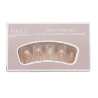 Faux ongles exquis pour filles, couleur nude, forme amande, style Ins, 30 pièces, ongles pré-faits
