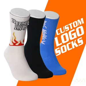 Los fabricantes de calcetines para hombres hicieron su propio logotipo Medias Calcetín de hombre de equipo de algodón personalizado con logotipo de diseño