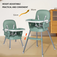 Chaise haute et table pour bébé en gros, chaise de croissance réglable en plastique pour enfants, chaise haute pliable en un clic