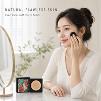 Krim BB Mineral Cushion Grosir, Foundation Kompak Warna Beige Alami, Puff Membran Bionik, Tahan Lama, Tabir Surya, Riasan untuk Semua Jenis Kulit