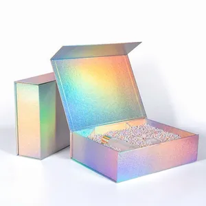 Cajas personalizadas Holográficas Caixa Dobrável Magnética Embalagem De Luxo Caixas De Presente De Natal Roupas Sapatos Embalagem