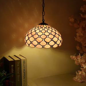 Lustre suspendu en verre, style antique moderne, fleur rose rétro, vitrail, lampe LED, installation facile, intensité réglable, faisceau 360° - Product Image 3