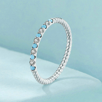Bague turquoise en argent sterling 925 Design classique Zircon pierre bague d'éternité femmes bagues bijoux