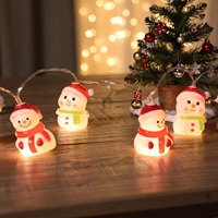 Guirlande lumineuse de Noël LED en forme de bonhomme de neige, lumière chaude, alimentée par piles, décoration de fête à suspendre pour la maison, cadeau de Noël