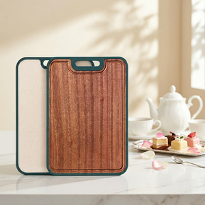 Planche <span class=keywords><strong>à</strong></span> <span class=keywords><strong>découper</strong></span> en <span class=keywords><strong>bois</strong></span> de Sapele et paille de blé PP, épaisse, double face, antidérapante, de qualité alimentaire, grande taille, pour la cuisine et la préparation des aliments et des <span class=keywords><strong>légumes</strong></span> - Product Image 1