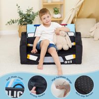 Sofá cama plegable para niños en forma de coche negro OEM juguetón tierno sofá de espuma pequeño para guardería