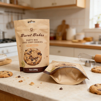 Sacs d'emballage personnalisés pour biscuits, style kraft, pochettes verticales avec trou de suspension, fermeture éclair refermable pour biscuits, snacks, produits de boulangerie