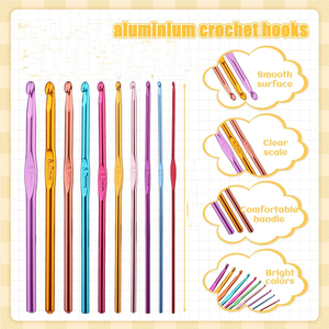 Kit de Agujas de Ganchillo de Aluminio 75801, Juego de Agujas de Tejer Multicolores, Ganchos de Ojo Grande, Marcadores de Puntos, Almacenamiento Cuadrado - Product Image 3